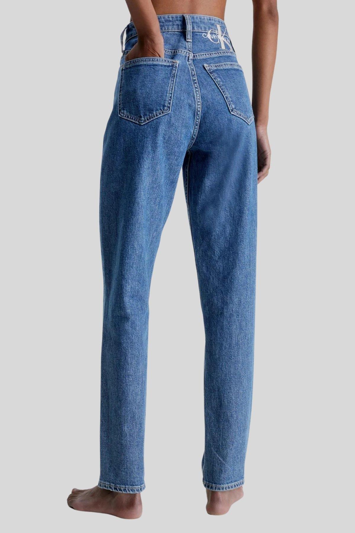 Calvin Klein Kadın Regular Fit Normal Bel Düz Jean Pantolon Mavi