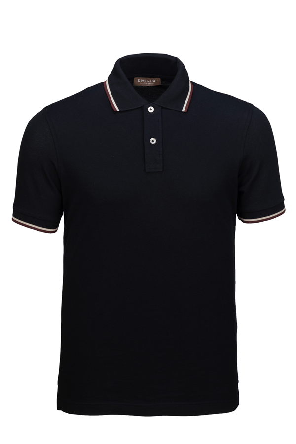 Erkek Çift Çizgili Kol Bantlı Polo Yaka T-Shirt