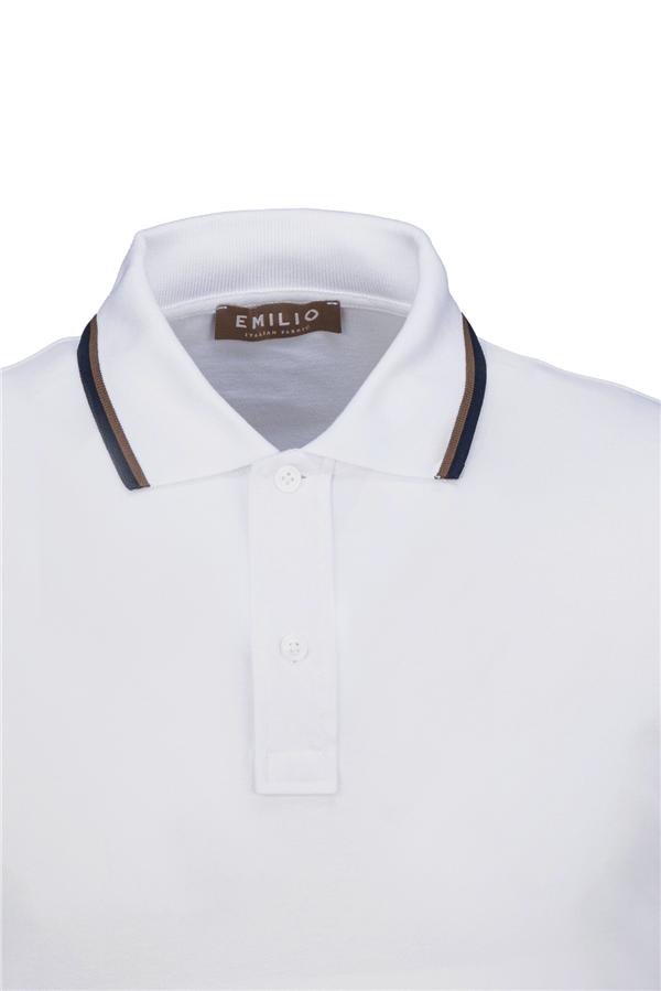 Erkek Çift Çizgili Kol Bantlı Polo Yaka T-Shirt