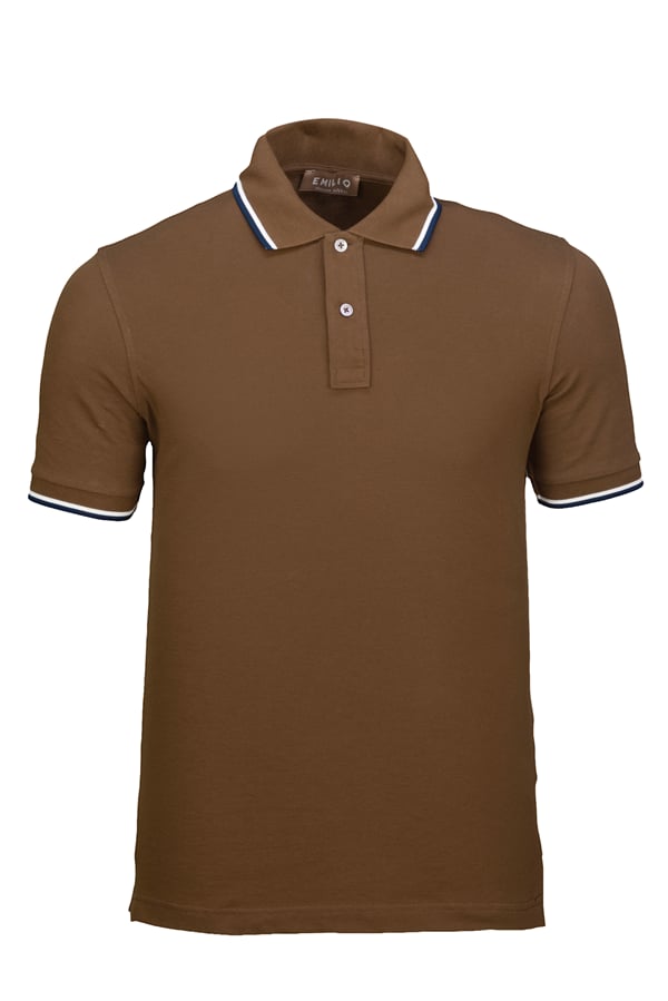Erkek Çift Çizgili Kol Bantlı Polo Yaka T-Shirt