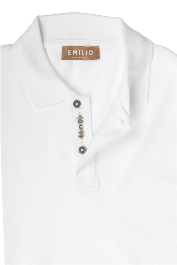 Erkek Kol Bantlı Boncuk İşleme Polo Yaka Erkek T-Shirt