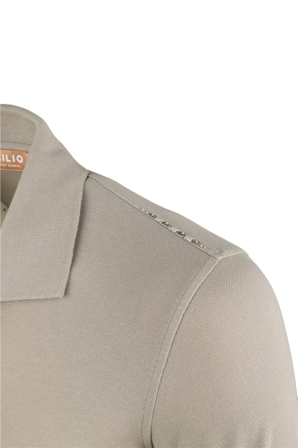 Erkek Kol Bantlı Boncuk İşleme Polo Yaka Erkek T-Shirt