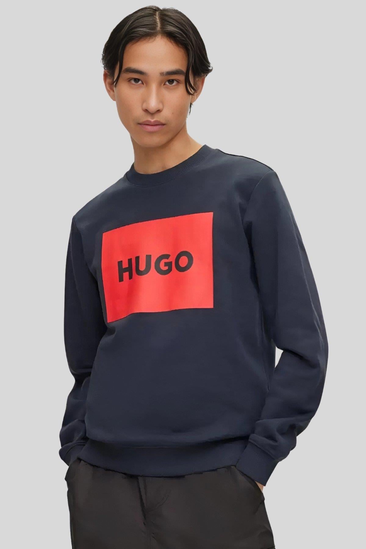 Hugo Regular Fit Bisiklet Yaka Erkek Sweatshirt Lacivert