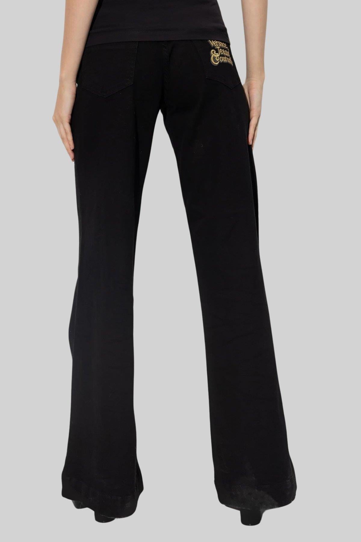 Versace Jeans Couture Kadın Regular Fit Marka Logolu Jean Pantolon Siyah
