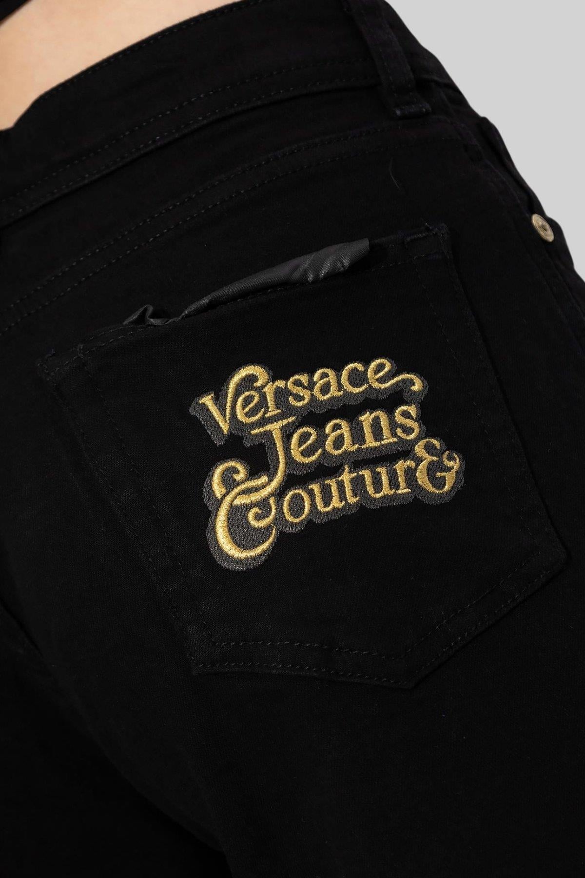 Versace Jeans Couture Kadın Regular Fit Marka Logolu Jean Pantolon Siyah