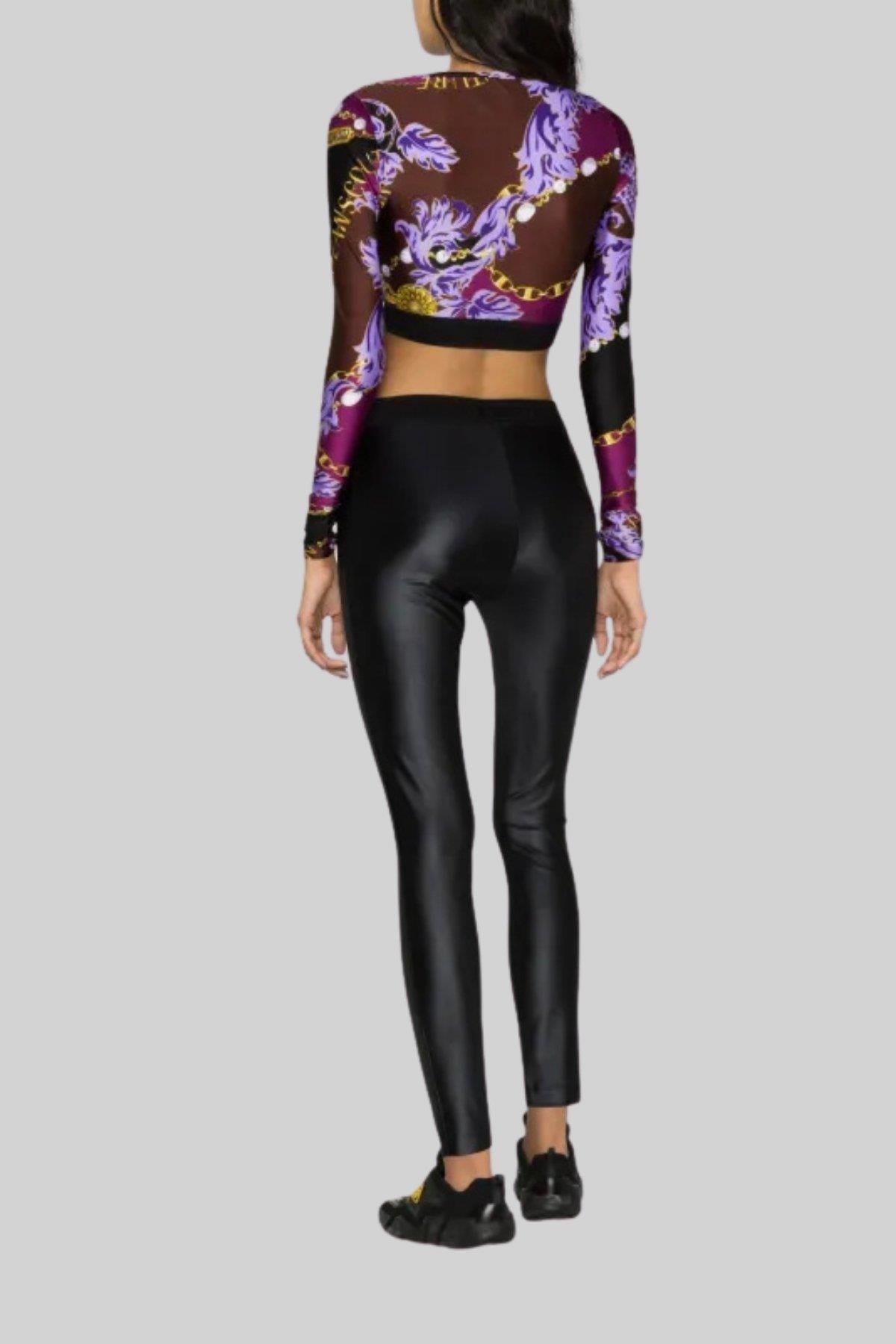 Versace Jeans Couture Kadın Yüksek Bel Esnek Kumaş Tayt Siyah