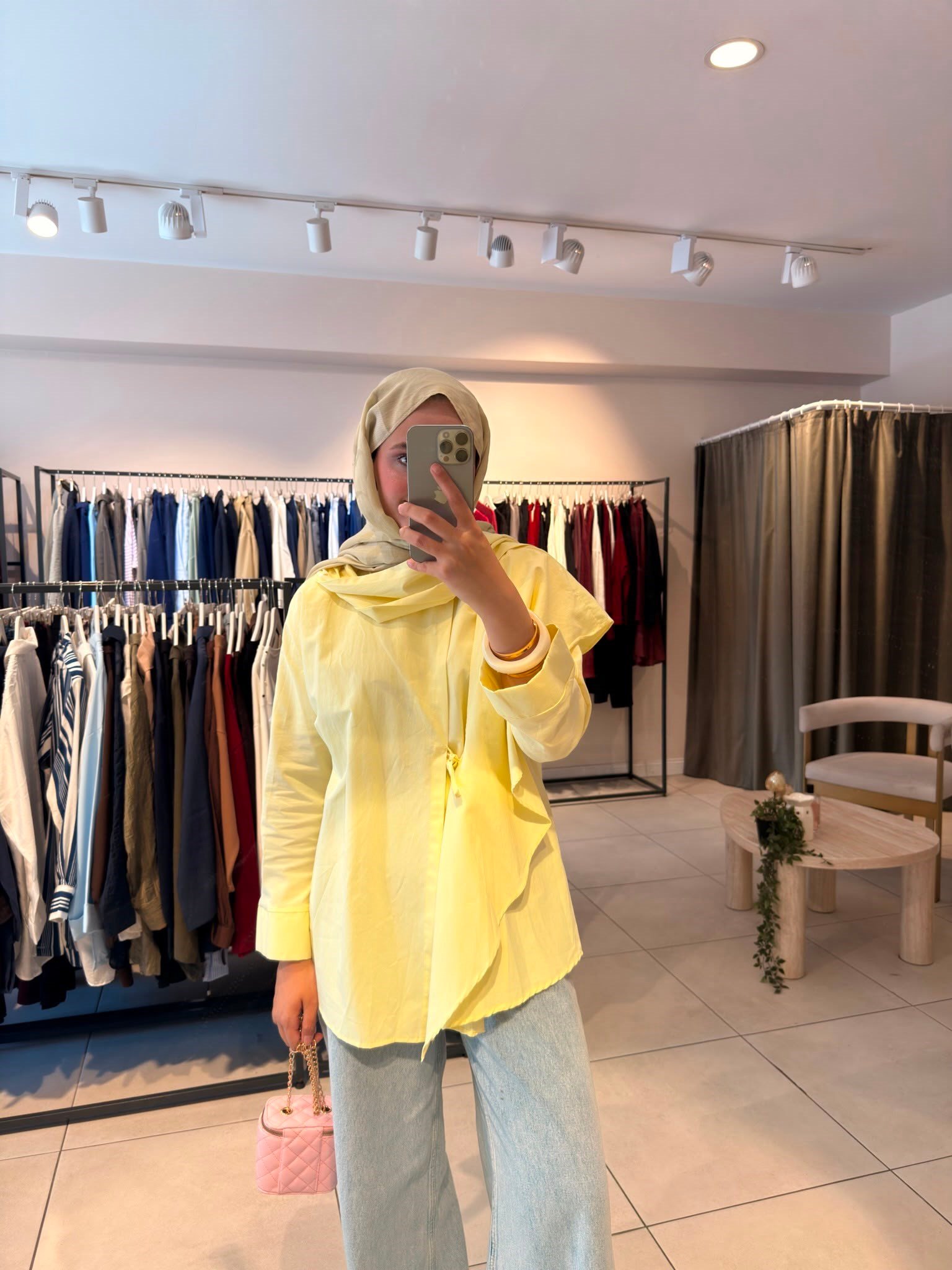 Asimetrik Poplin Gömlek Sarı