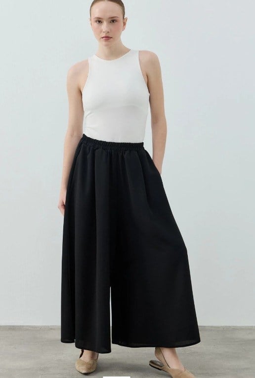 Comfy Krep Pantolon Etek Siyah