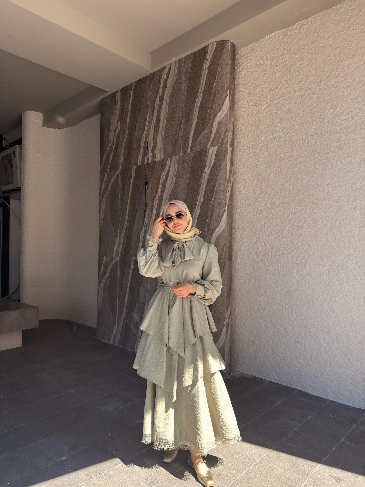 KatKat Güpür Detay Elbise Yeşil