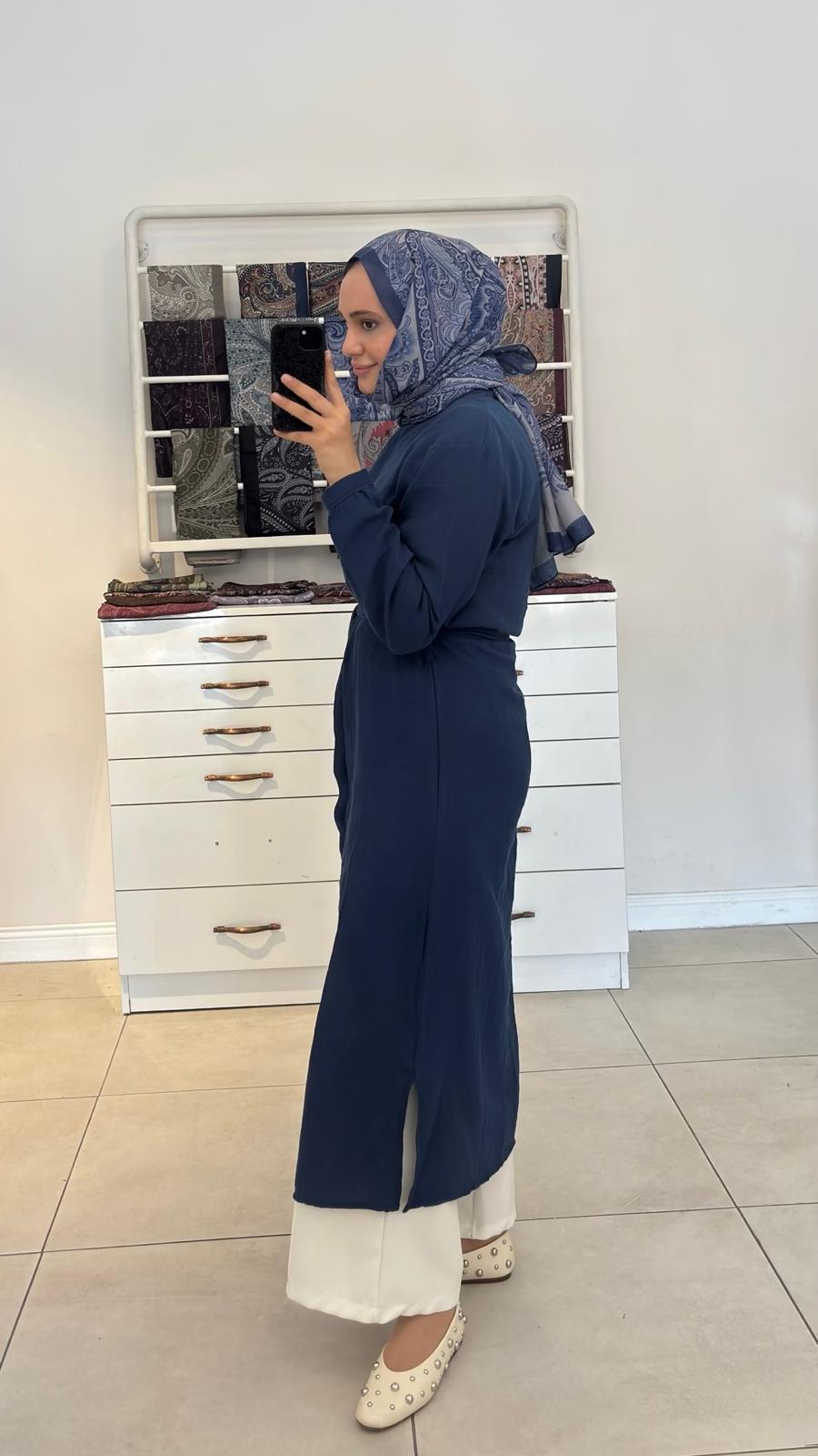 Müslin Tunik Lacivert