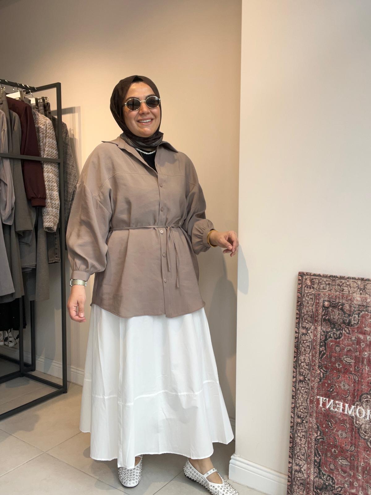 Tensel Oversize Gömlek Vizon