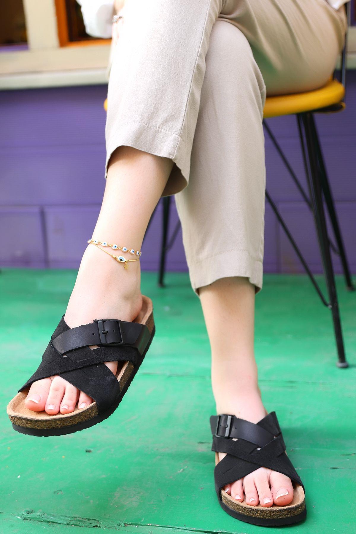 MİLAN HAKİKİ DERİ MANTAR TABAN UNISEX TERLİK