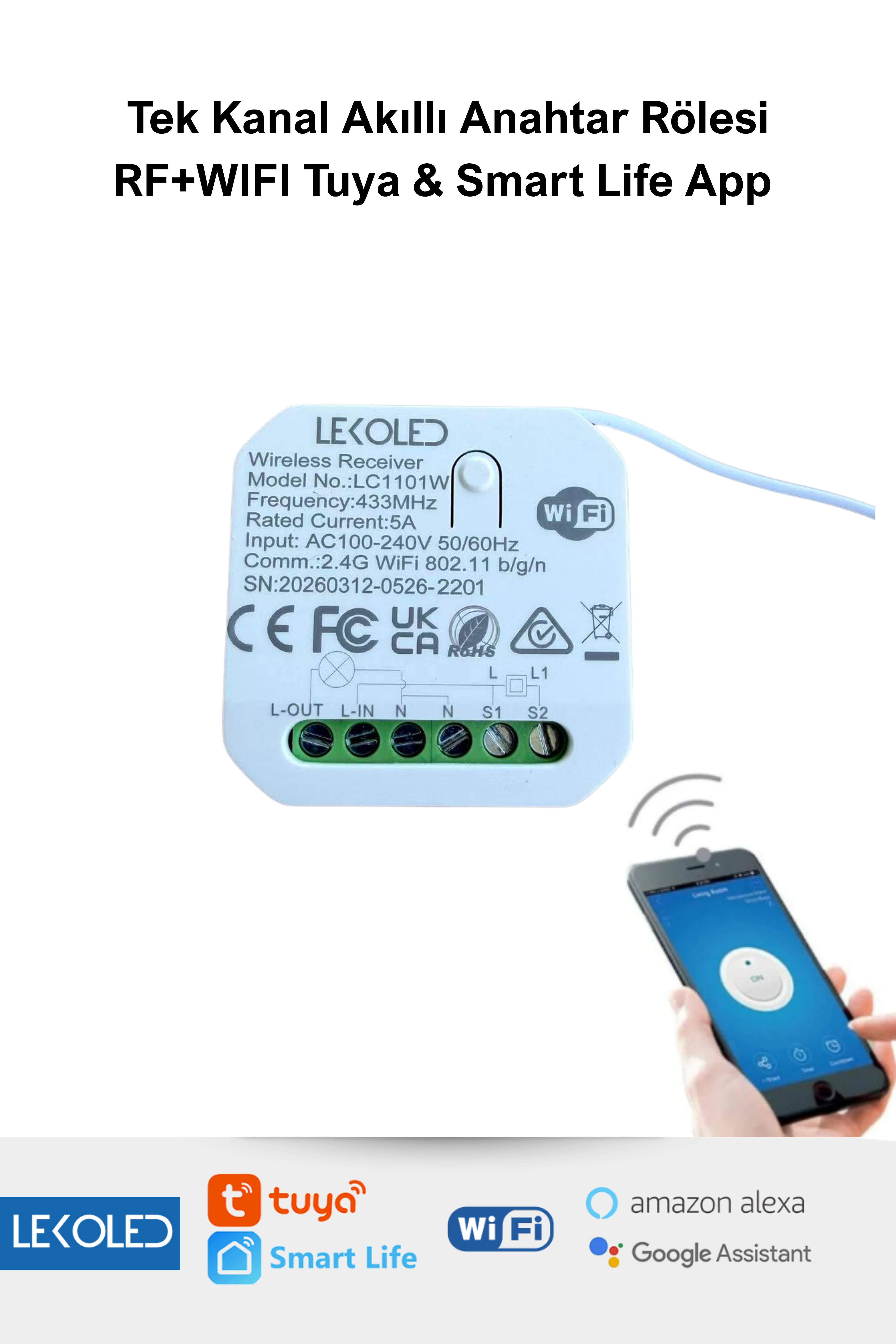  Tek Kanal Akıllı Wifi Anahtar Rölesi  RF + WIFI