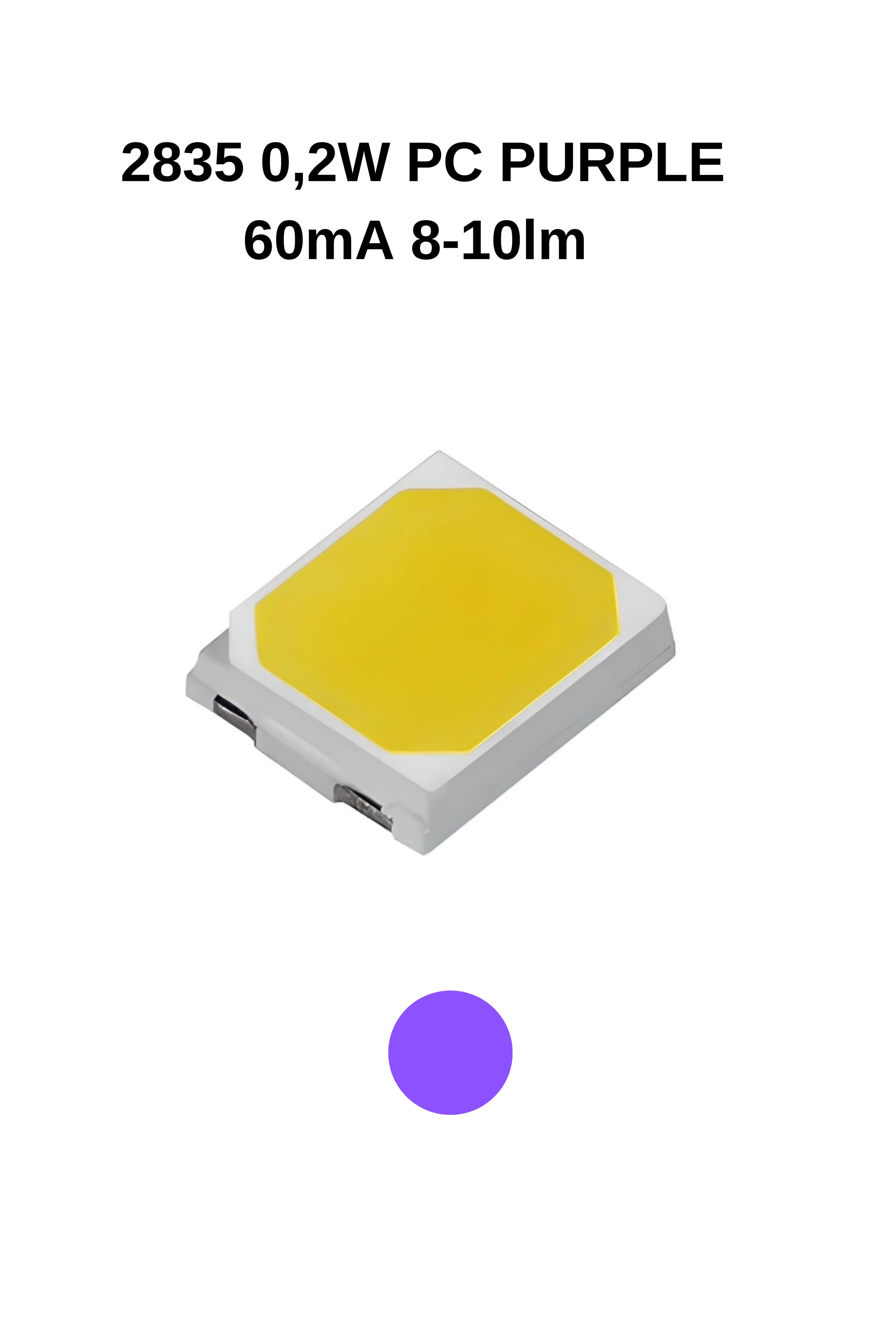 2835 0,2W PC PURPLE  60mA 8-10lm SMD LED