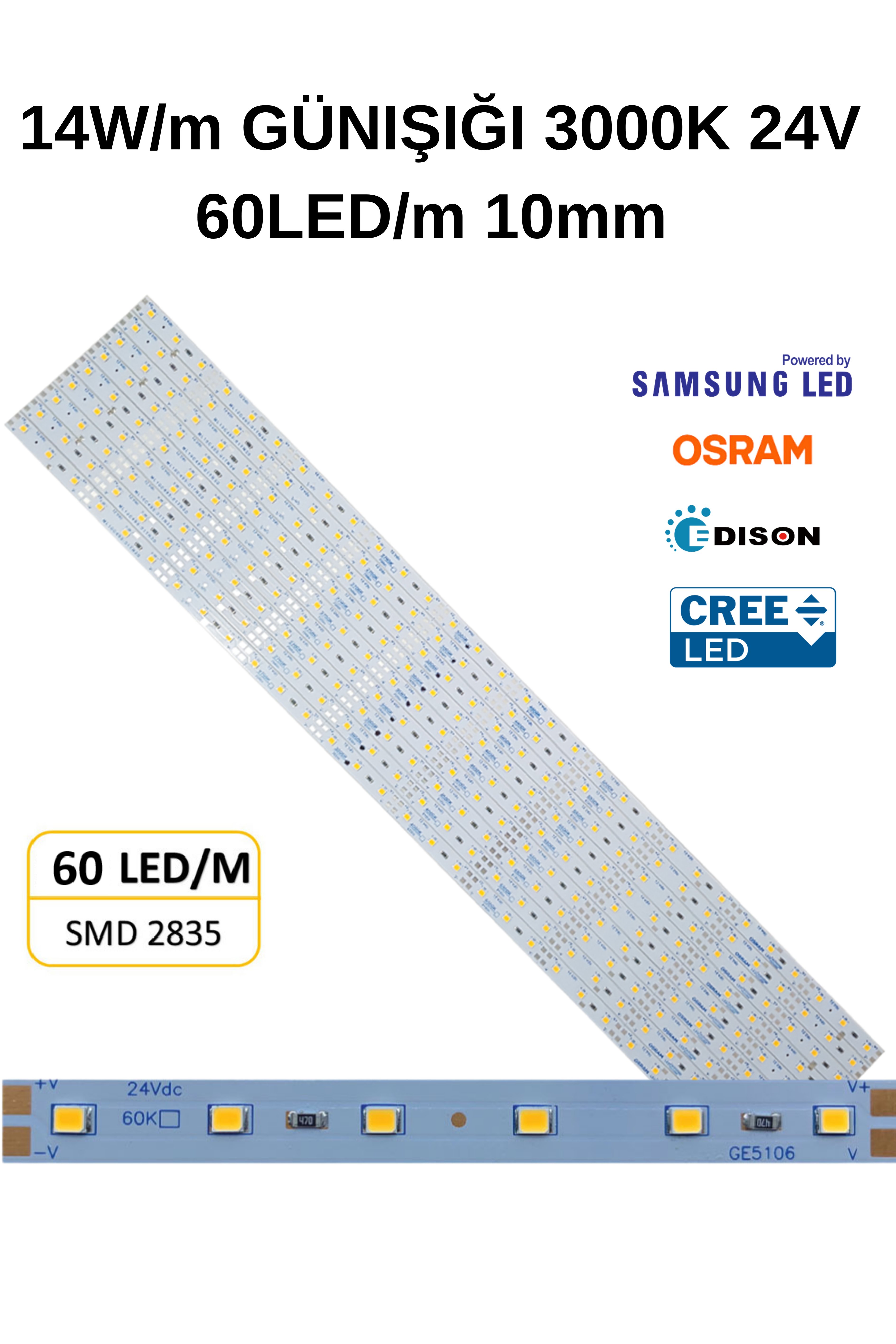 3000K GÜNIŞIĞI DİZGİ LED 60LED/M 14W 10MM
