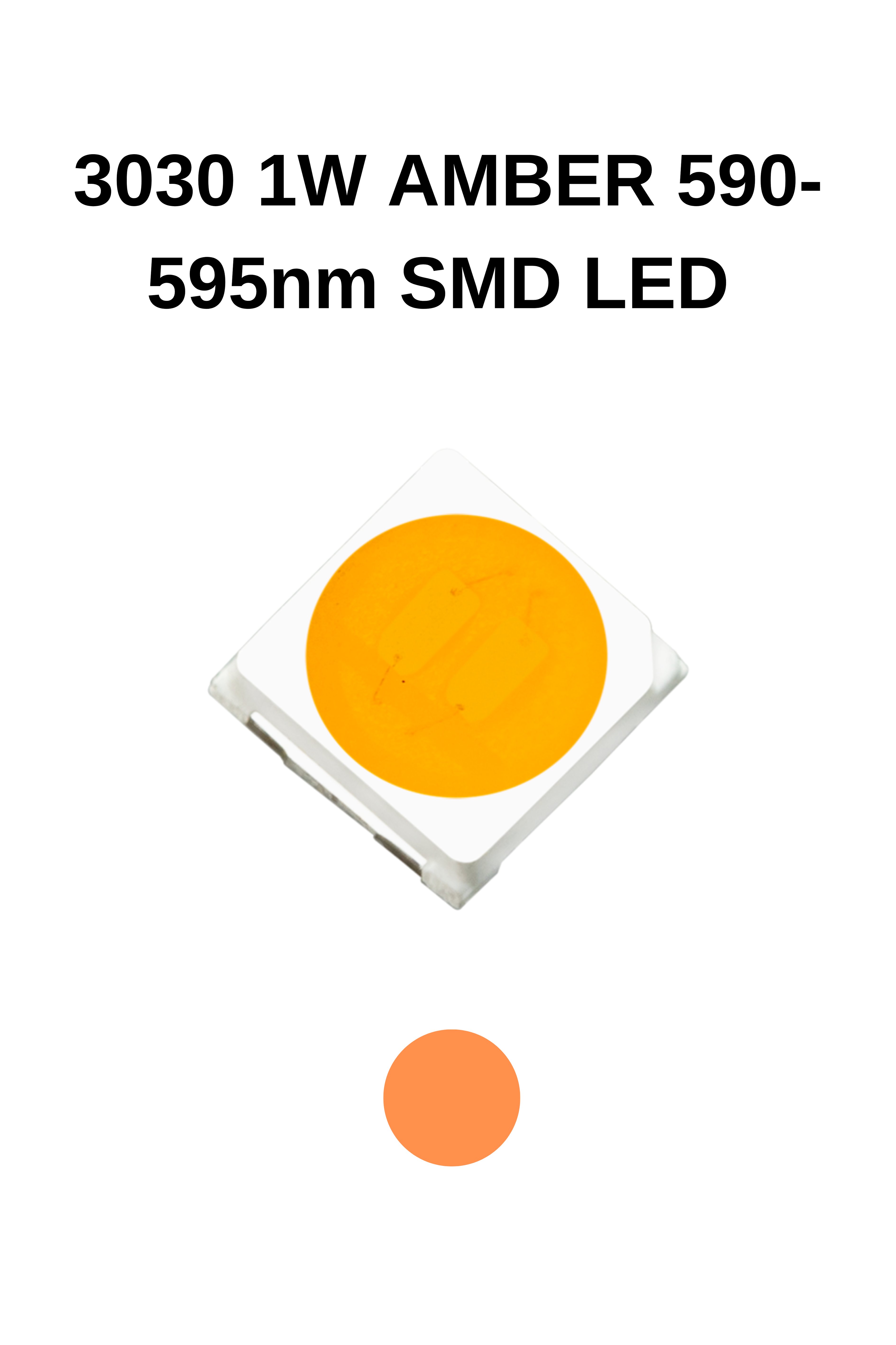 3030 AMBER 590-595nm 1W 300mA 2.3V 25-30lm