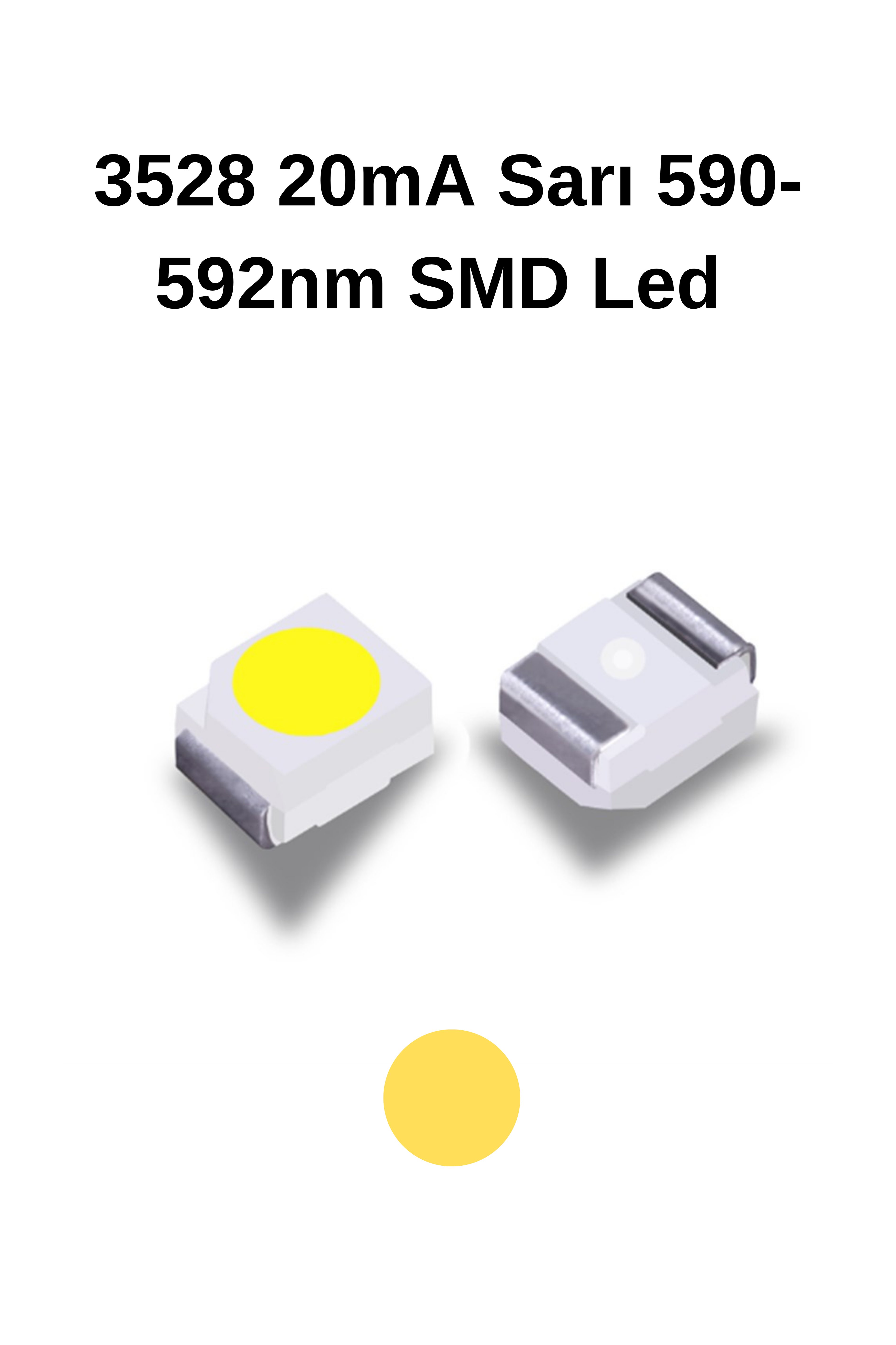 3528 20mA Sarı 590-592nm SMD Led 