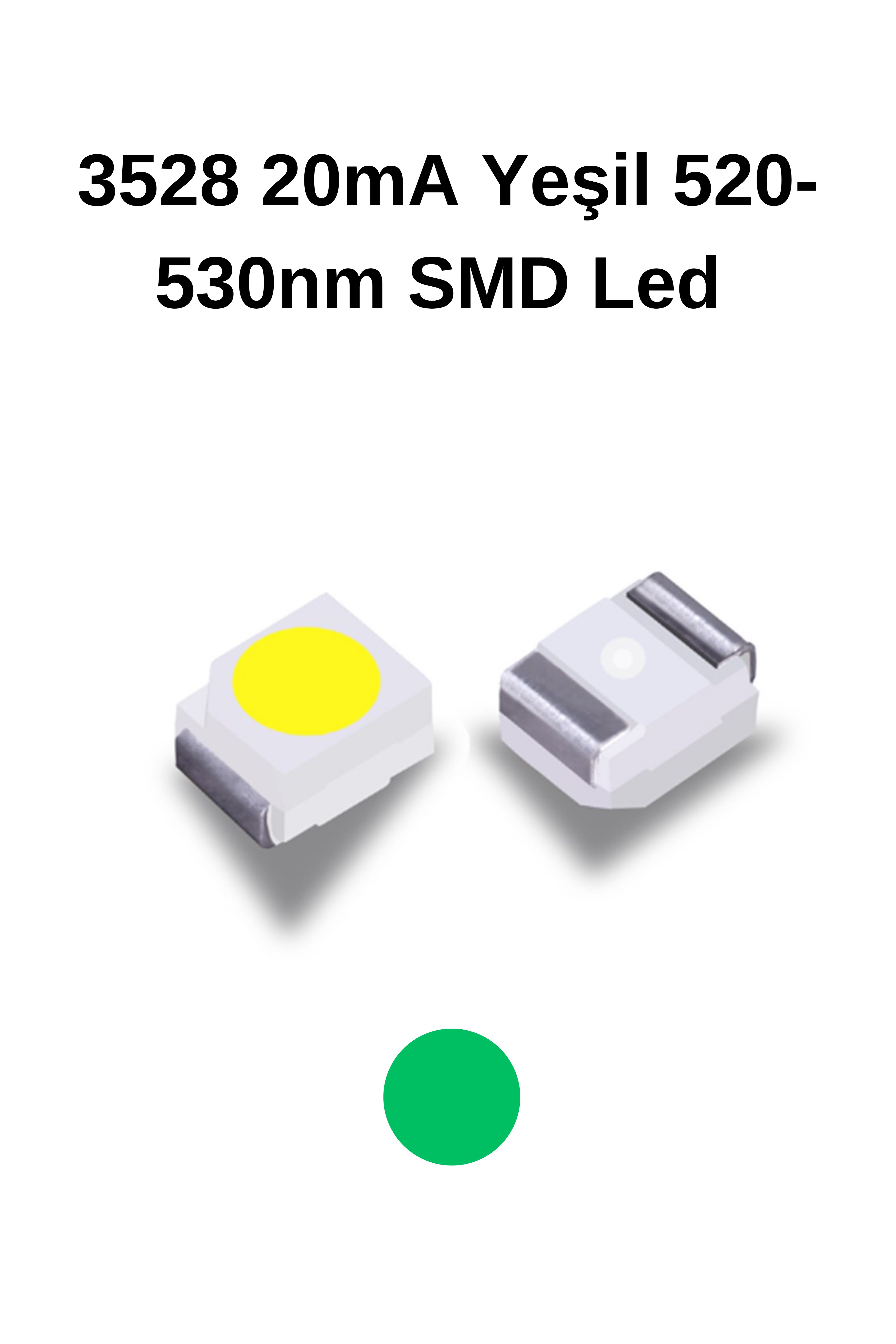 3528 20mA Yeşil 520-530nm SMD Led 