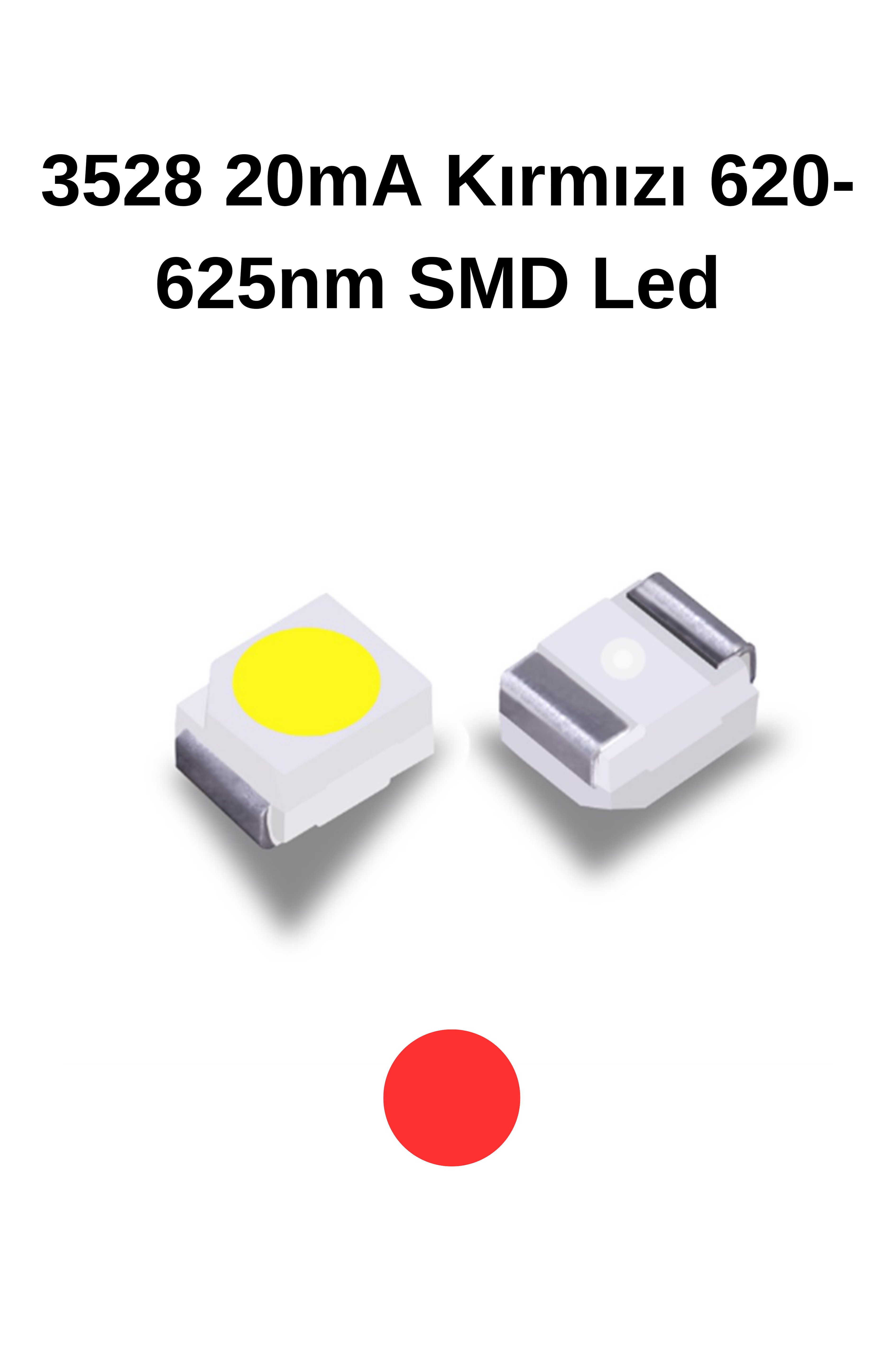 3528 RED 20mA 0.06W, 2.0-2.2V, 20mA,600-800mcd, 620-625nm SMD Led 