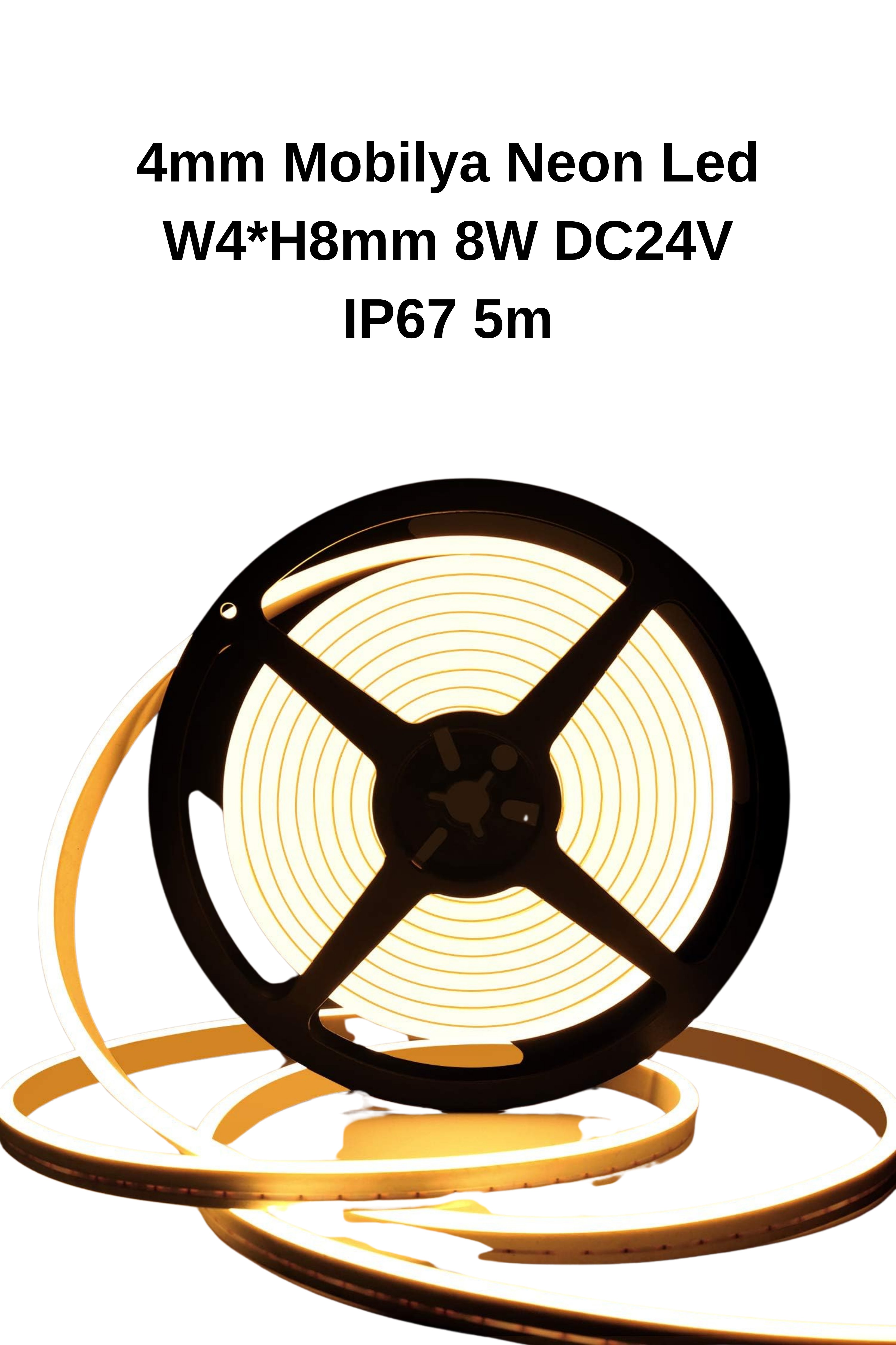 4mm Mobilya Neon Led 3000K W4*H8mm 8W DC24V IP67 5m