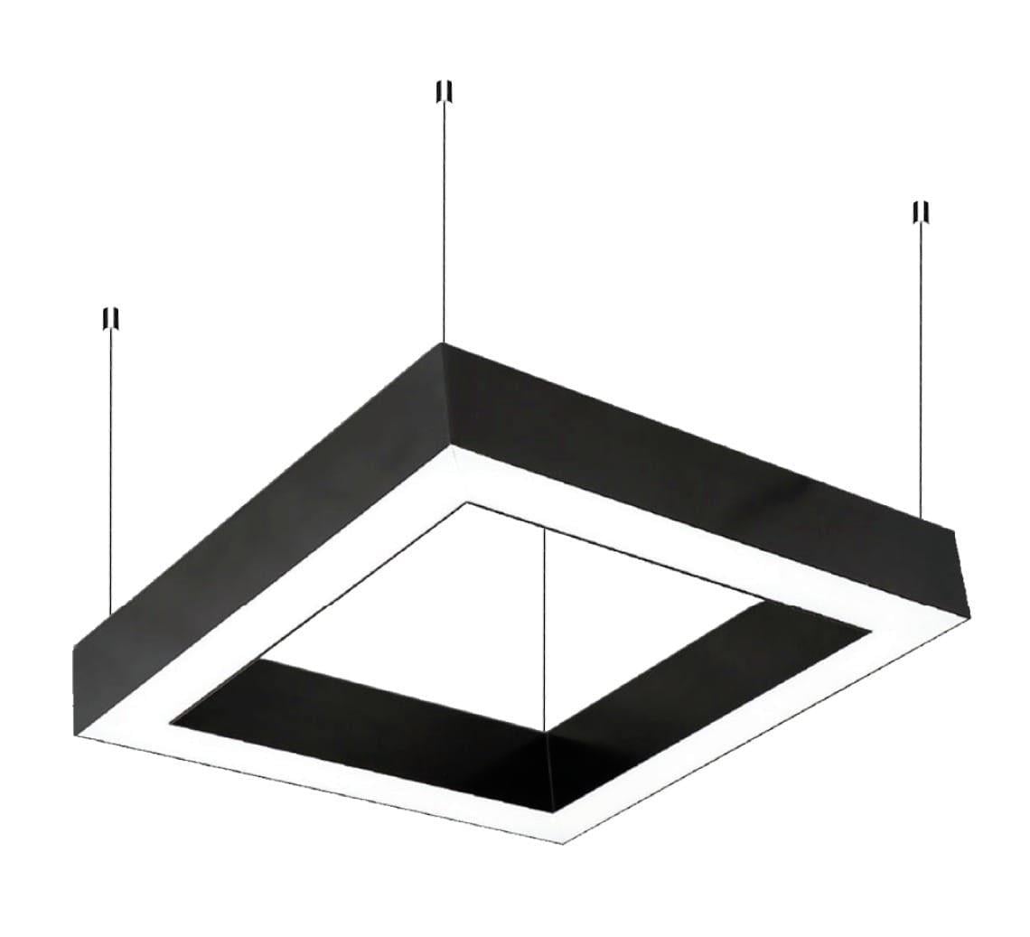 55x55cm Kare Modern Led Avize Siyah Sarkıt Linear  