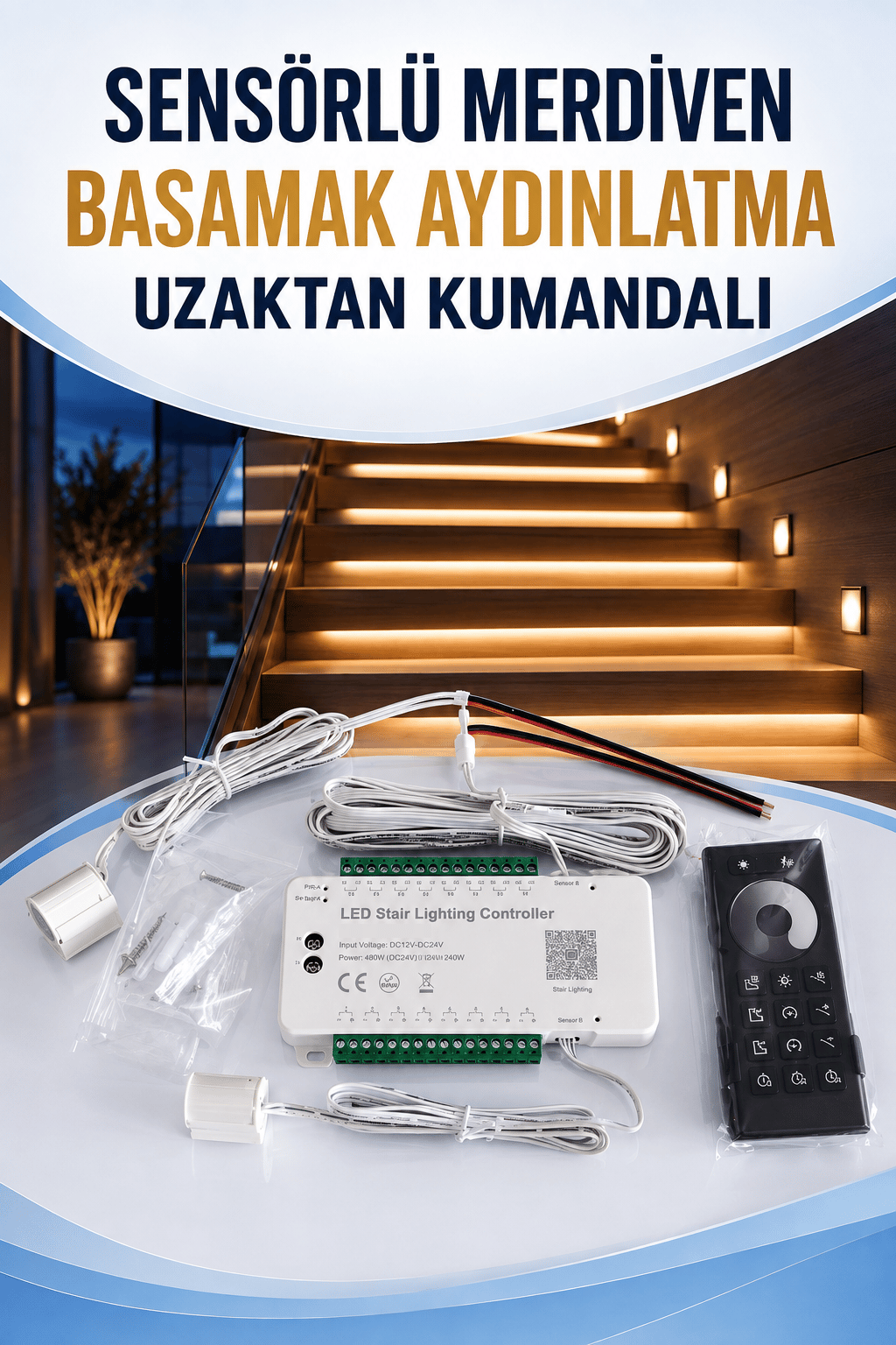 Sensörlü Merdiven Basamak Aydınlatma Kontrol ünitesi