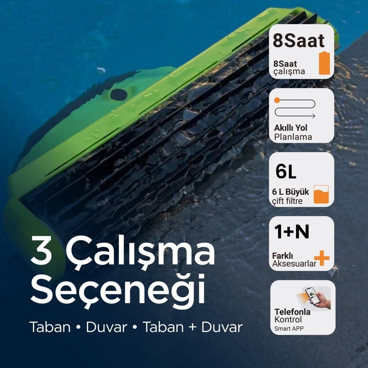 GOODROP KİNG 1250 KABLOSUZ HAVUZ TEMİZLİK ROBOTU