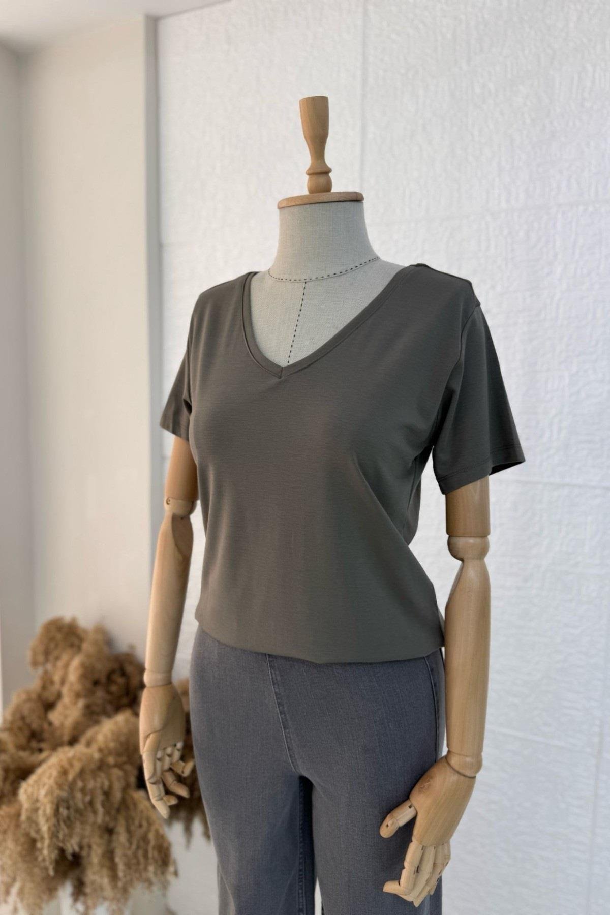 Bebe Marka V Yaka Modal Kumaş Basic T-shirt 29113
