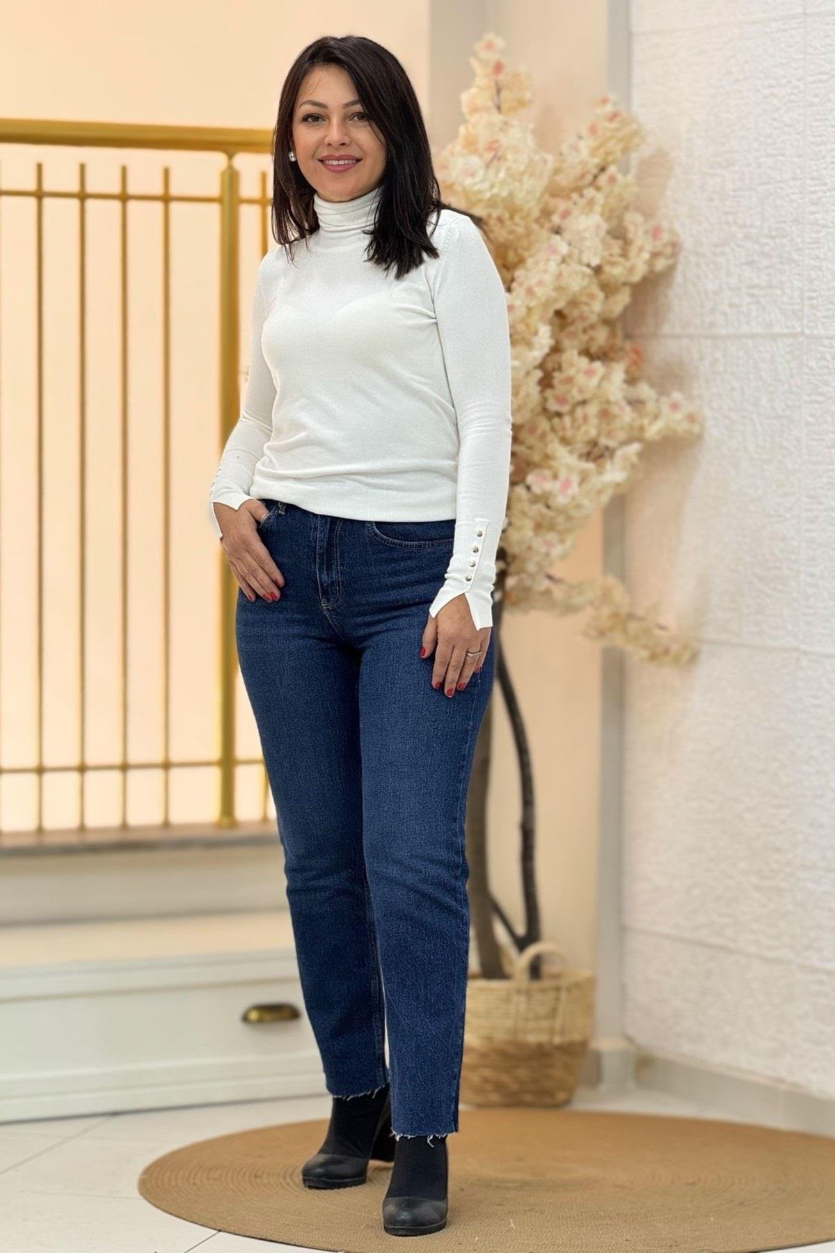 Orj. Zra Model Boyfit Kalıp Kesik Paça Jean 0390 Mavi