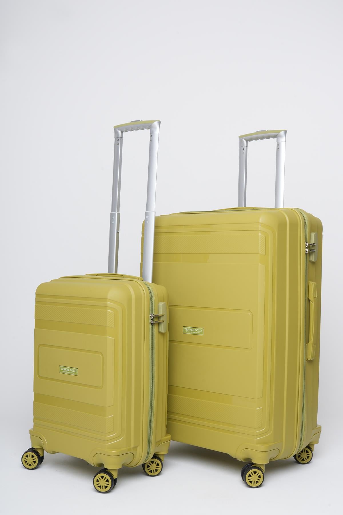 Travel Polo 2'li Valiz Seti (Küçük Büyük) Kırılmaz Fıstık Yeşili 1017