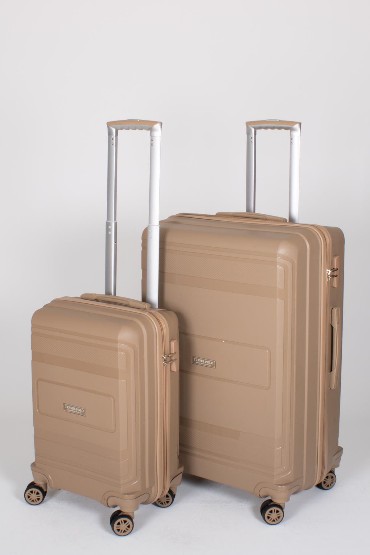 Travel Polo 2'li Valiz Seti (Küçük Büyük) Kırılmaz Gold 1017