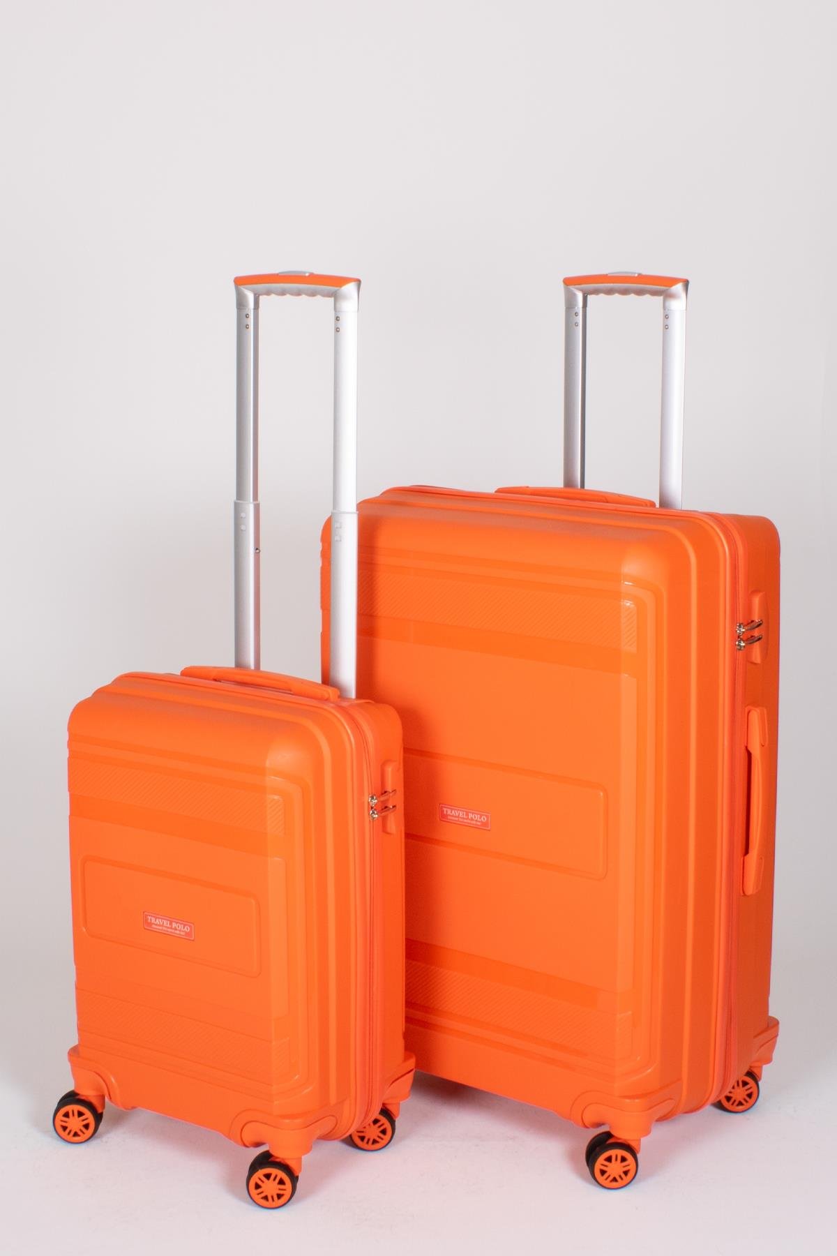 Travel Polo 2'li Valiz Seti (Küçük Büyük) Kırılmaz Oranj Turuncu 1017