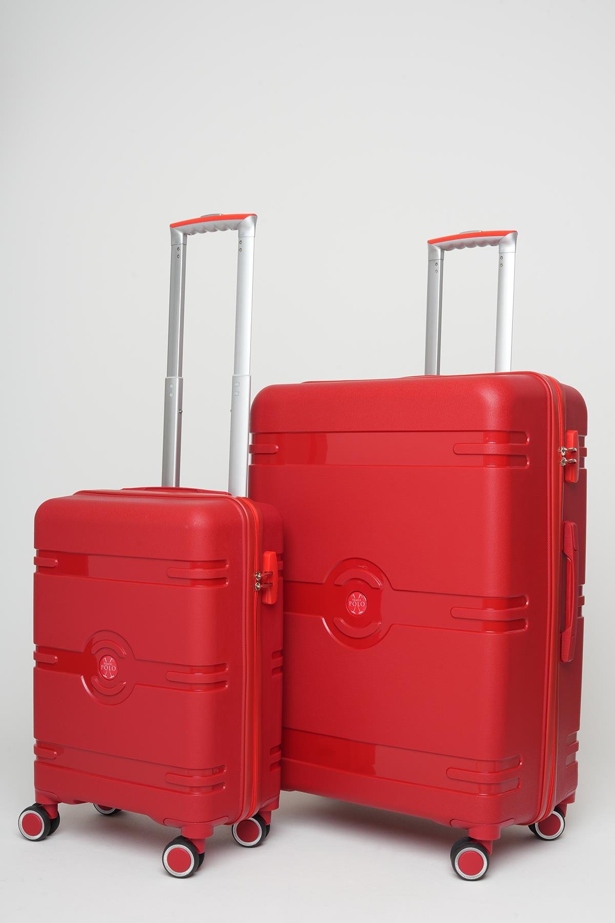 Travel Polo 2'li Valiz Seti (Küçük Büyük) Kırılmaz Kırmızı 1015