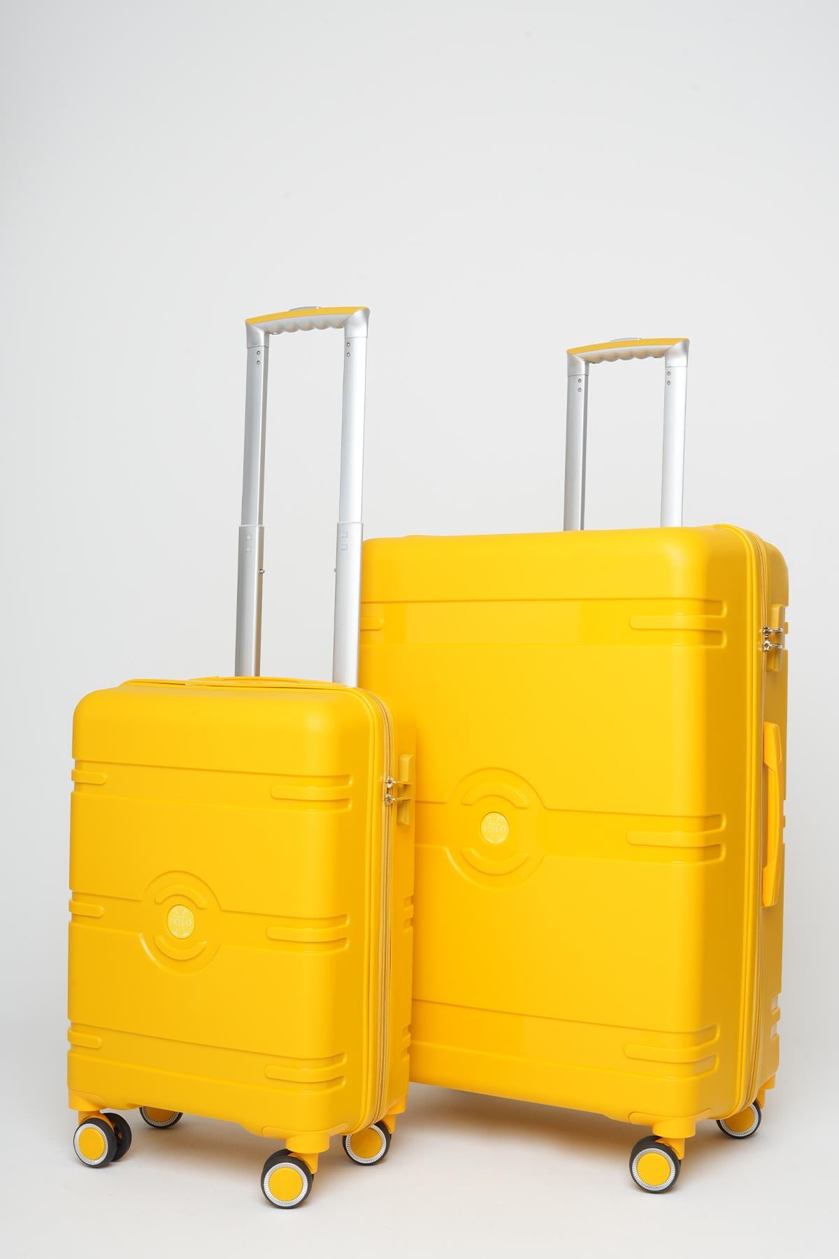 Travel Polo 2'li Valiz Seti (Küçük Büyük) Kırılmaz Sarı 1015
