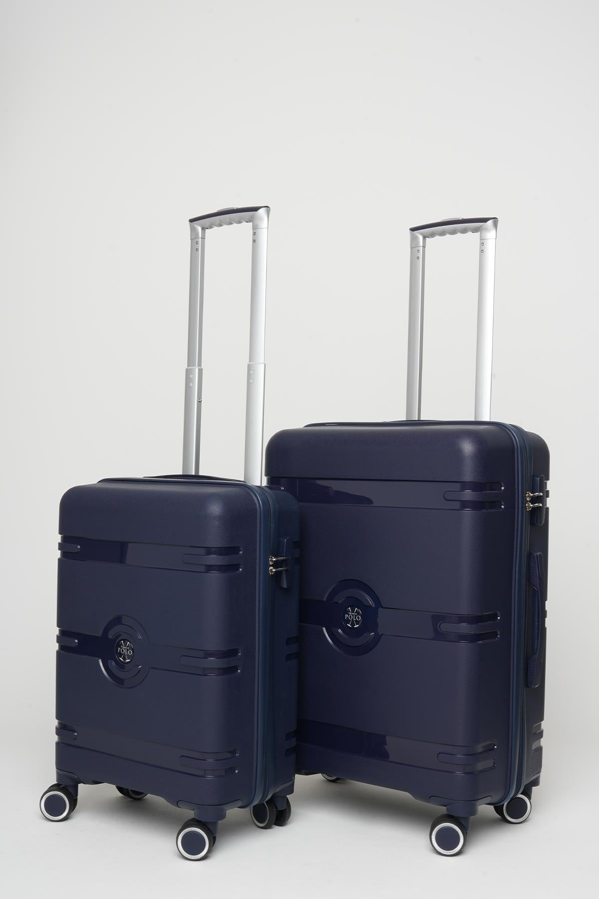 Travel Polo 2'li Valiz Seti (Küçük Orta) Kırılmaz Lacivert 1015