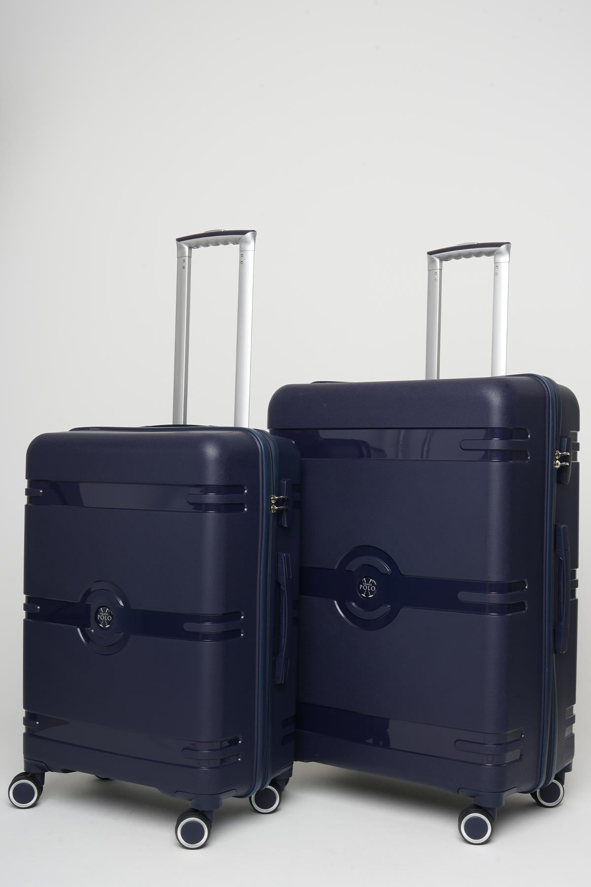 Travel Polo 2'li Valiz Seti (Orta Büyük) Kırılmaz Lacivert 1015
