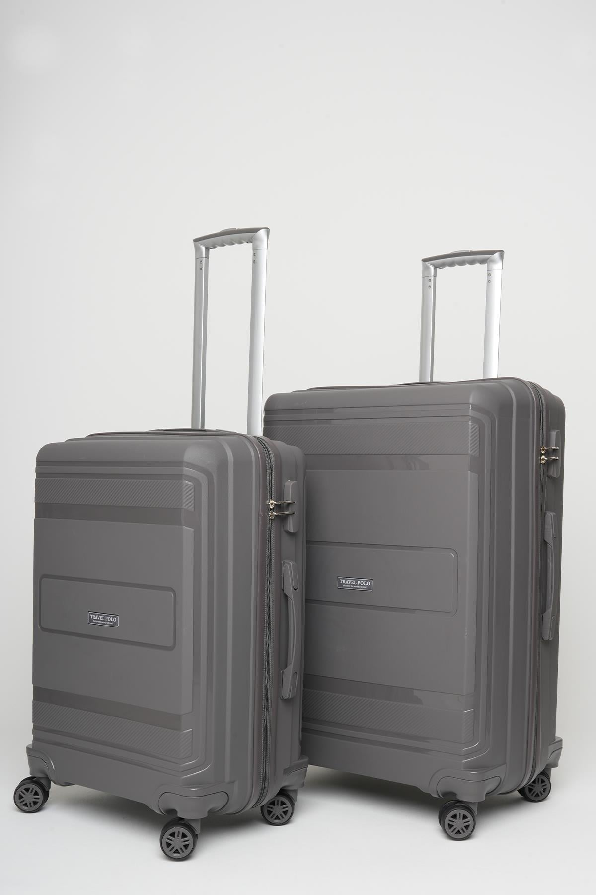 Travel Polo 2'li Valiz Seti (Orta Büyük) Kırılmaz Füme 1017