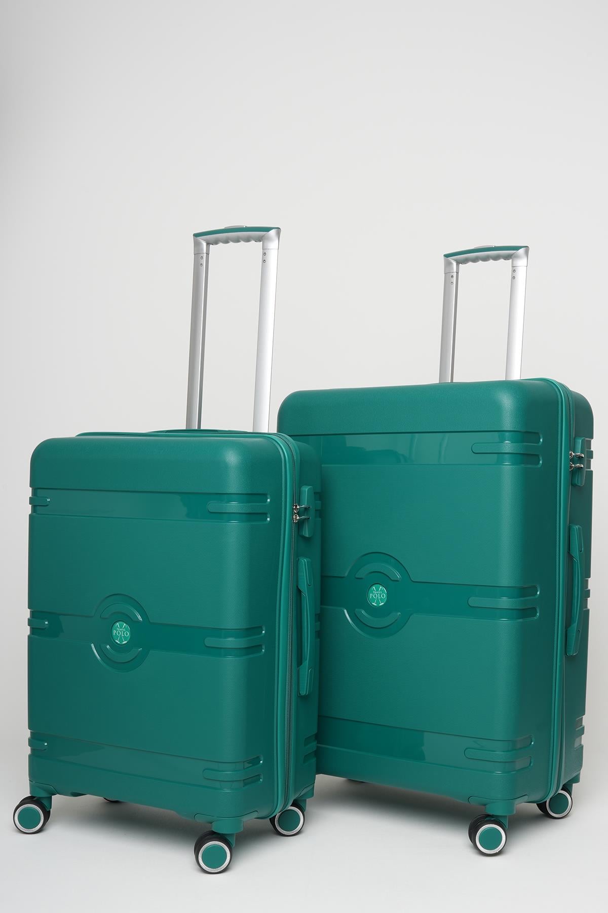 Travel Polo 2'li Valiz Seti (Orta Büyük) Kırılmaz Cam Göbeği 1015