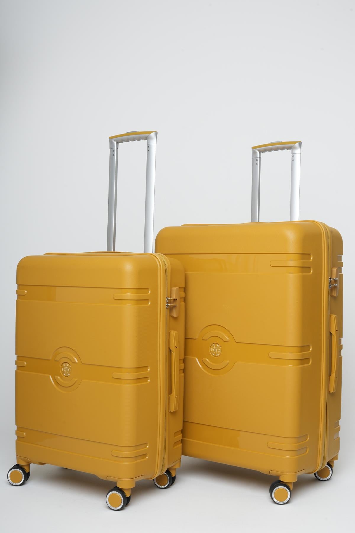Travel Polo 2'li Valiz Seti (Orta Büyük) Kırılmaz Kavun 1015