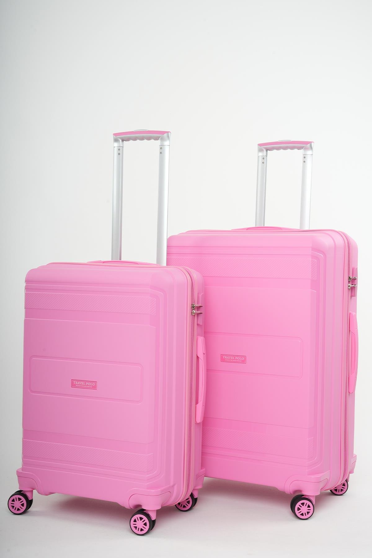 Travel Polo 2'li Valiz Seti (Orta Büyük) Kırılmaz Fuşya 1017