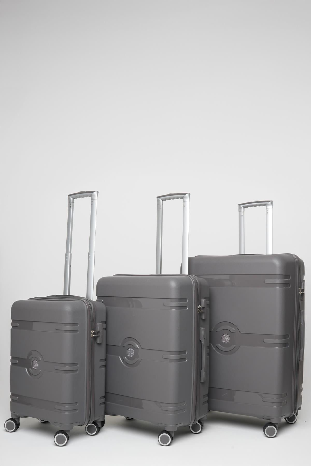Travel Polo 3'lü Valiz Seti Kırılmaz Füme 1015