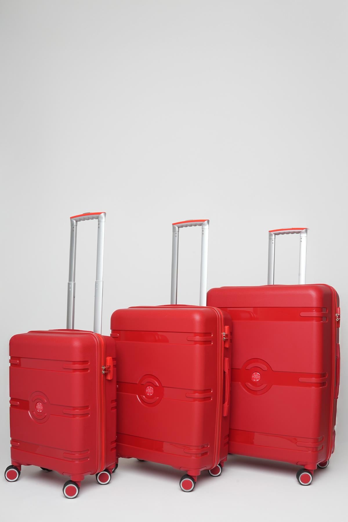 Travel Polo 3'lü Valiz Seti Kırılmaz Kırmızı 1015