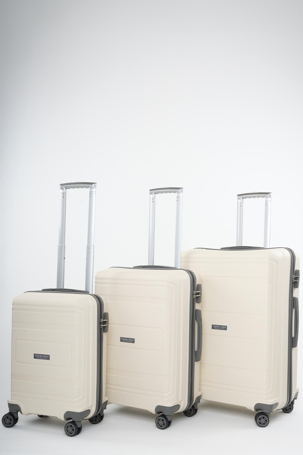 Travel Polo 3'lü Valiz Seti Kırılmaz Krem Gri 1017