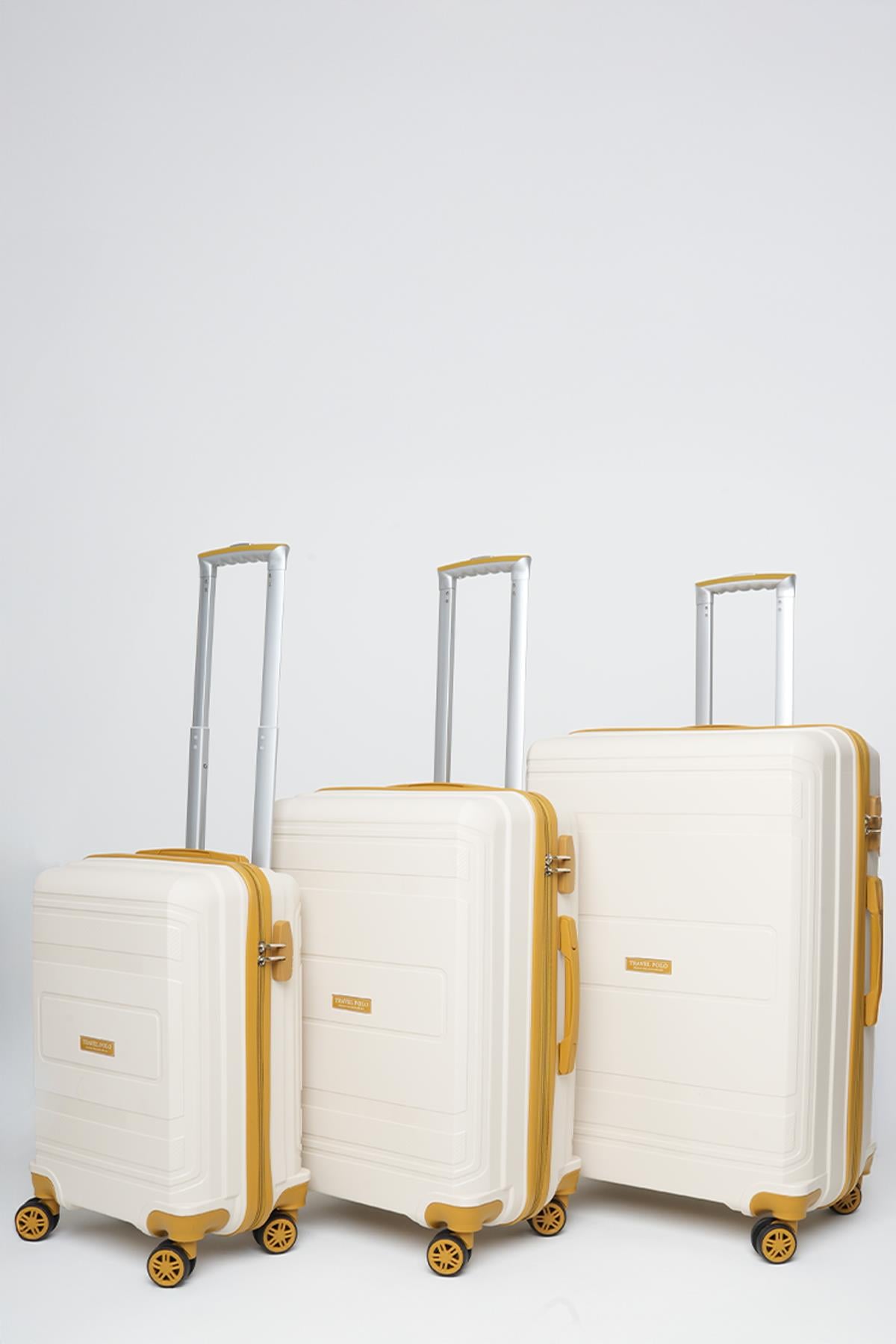 Travel Polo 3'lü Valiz Seti Kırılmaz Krem Kavun 1017