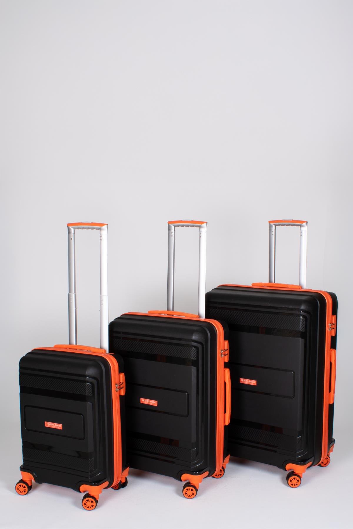 Travel Polo 3'lü Valiz Seti Kırılmaz Siyah Turuncu 1017