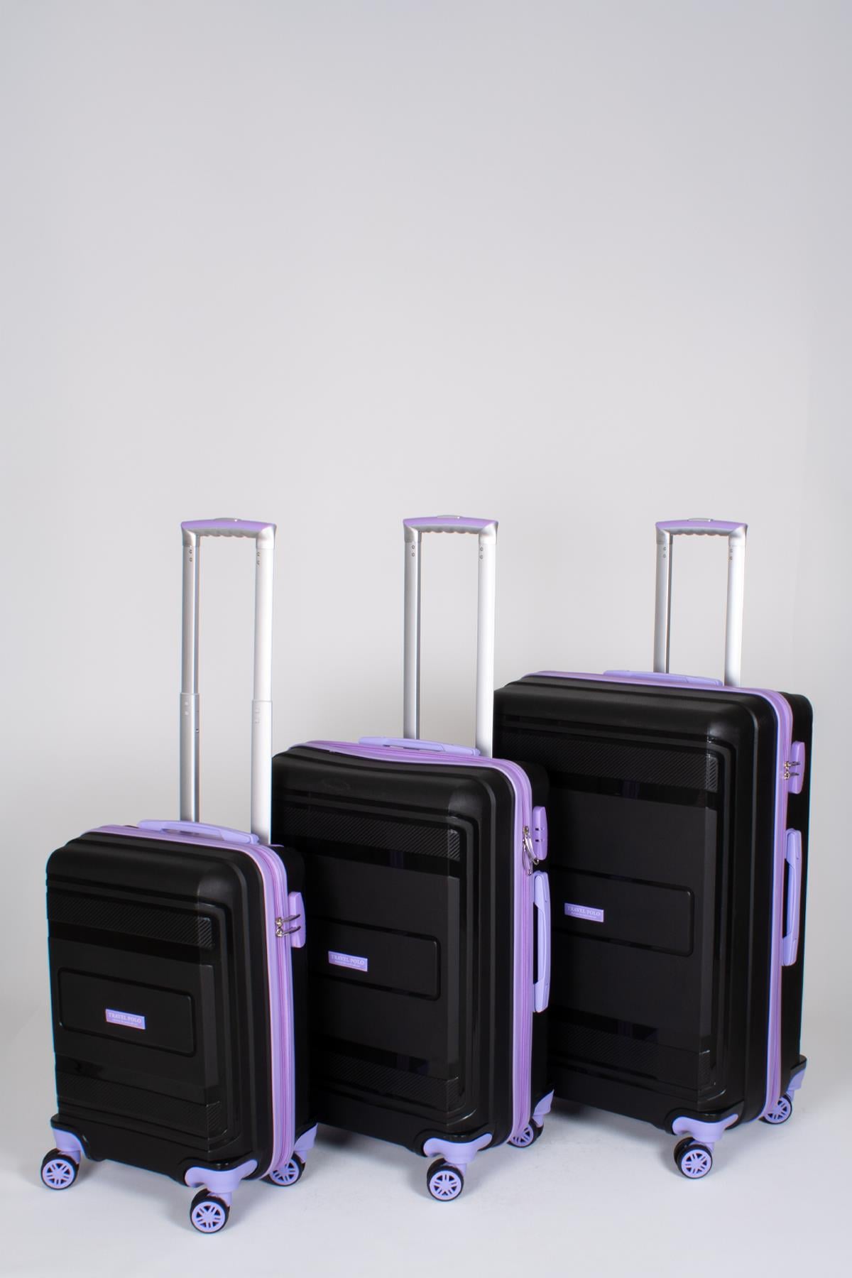 Travel Polo 3'lü Valiz Seti Kırılmaz Siyah Lila 1017