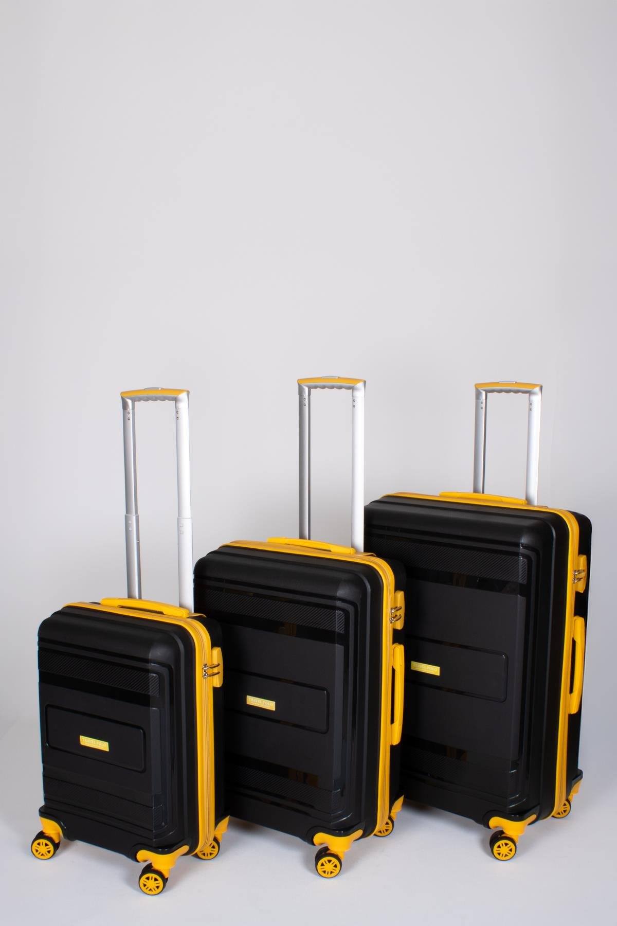 Travel Polo 3'lü Valiz Seti Kırılmaz Siyah Sarı 1017