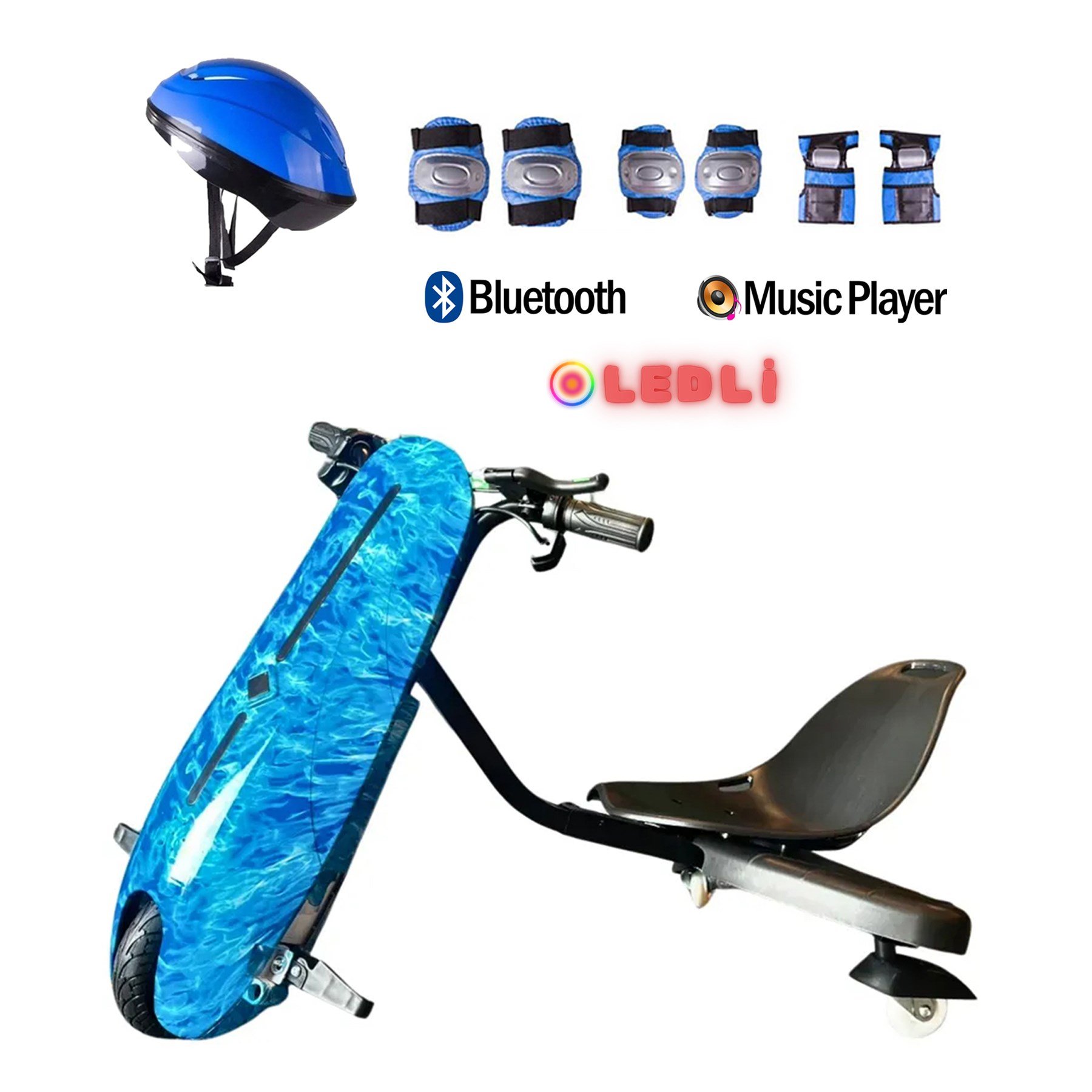 Citymate Drift Car Elektrikli Kaykay Bluetooth Dirift Kar Hoverboard Scooter + Koruma Ekipmanı D29