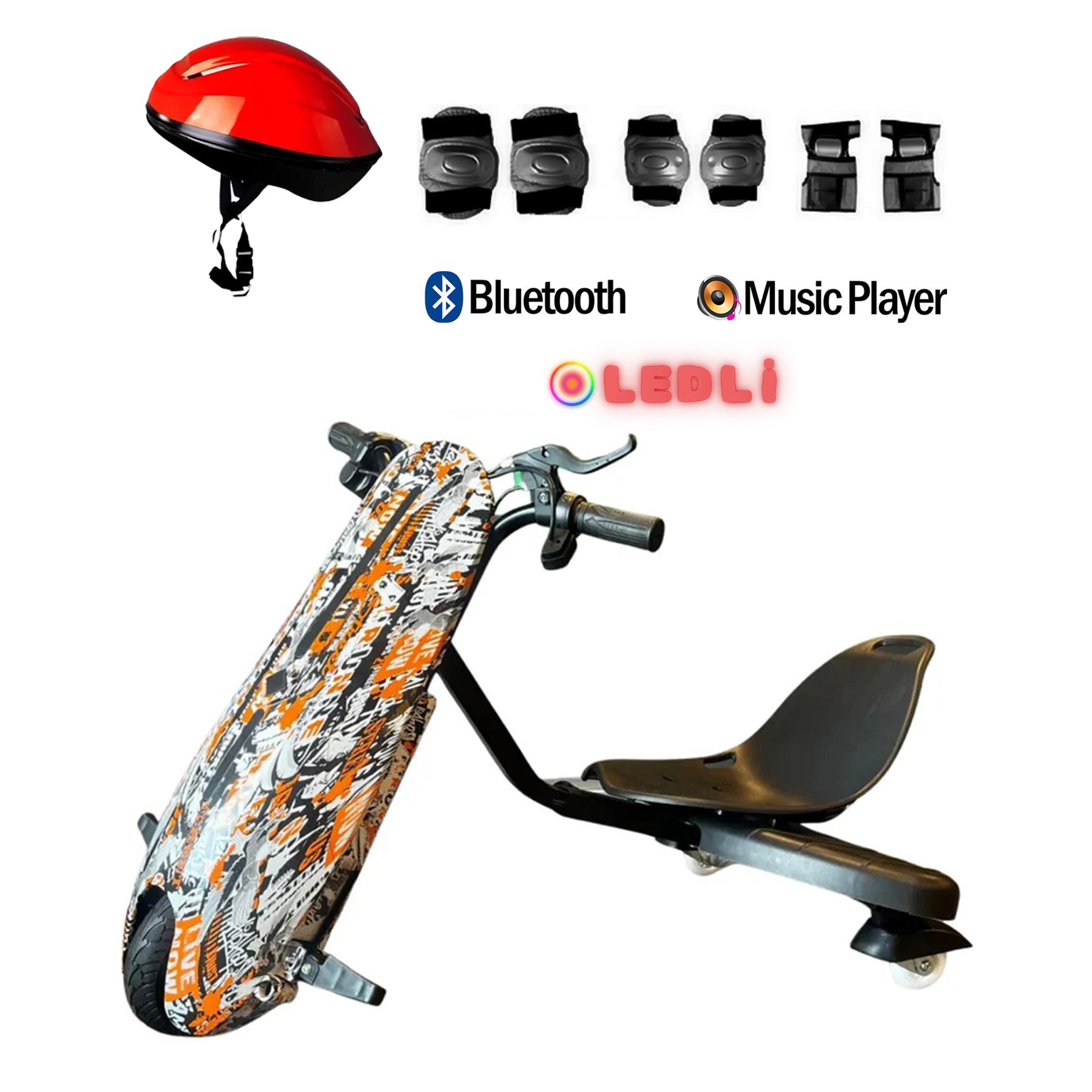 Citymate Drift Car Elektrikli Kaykay Bluetooth Dirift Kar Hoverboard Scooter + Koruma Ekipmanı D25