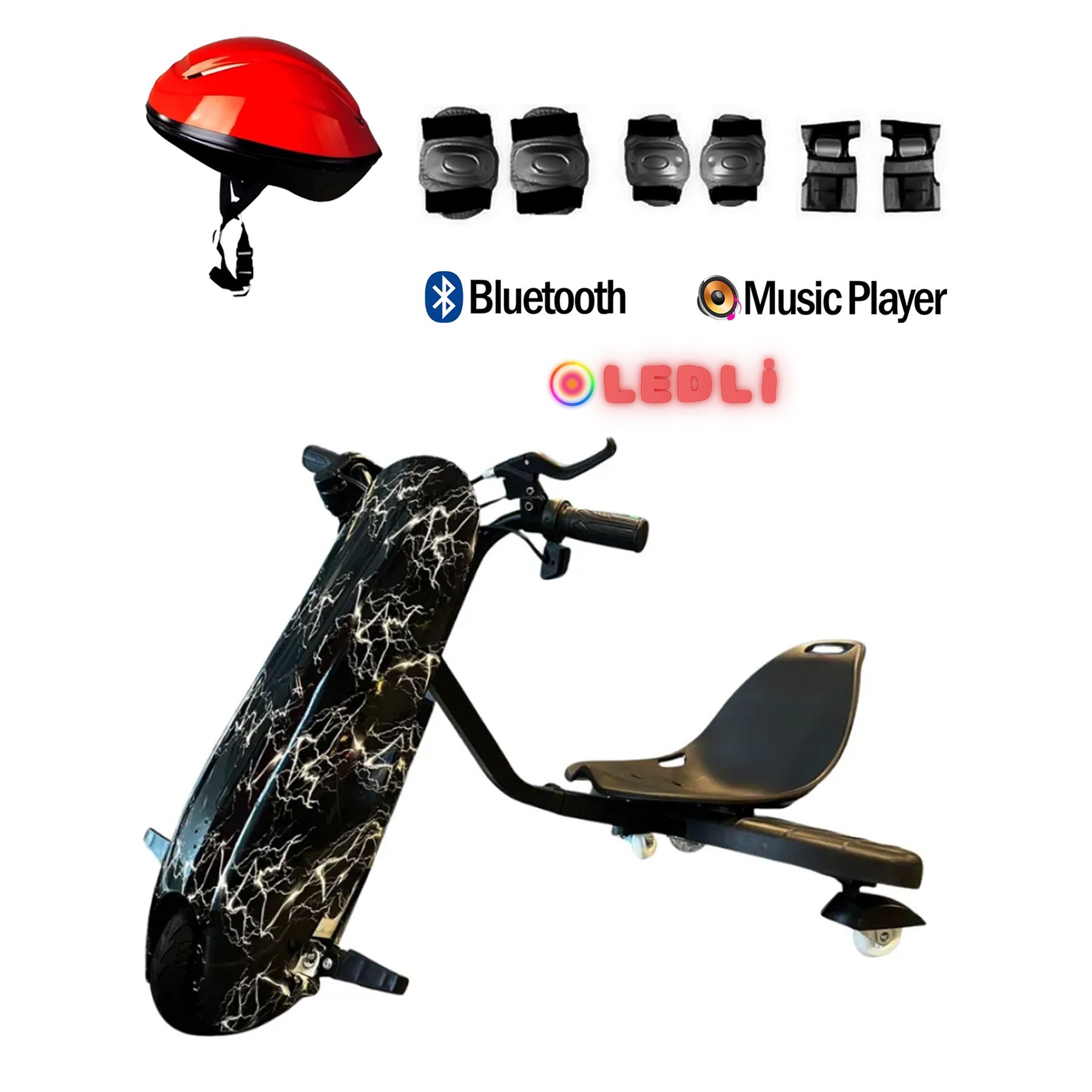 Citymate Drift Car Elektrikli Kaykay Bluetooth Dirift Kar Hoverboard Scooter + Koruma Ekipmanı D02